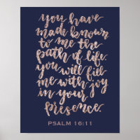 Hand Lettered Psalm 16:11 Rose Glitter