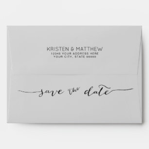 Hand-Lettered Save the Date Address Grey Envelope