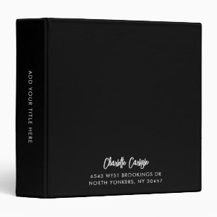 Hand Lettered Script Black Return Address Binder