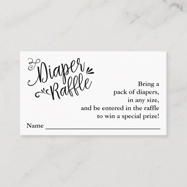 Hand Lettered Script Diaper Raffle Enclosure Card (Front)
