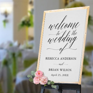 Hand lettered Script Elegant Wedding Welcome Sign