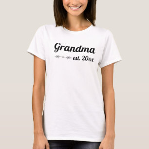 Hand Lettered Script Grandma Established Year T-Shirt