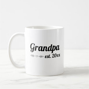 Hand Lettered Script Grandpa Established Year Coffee Mug