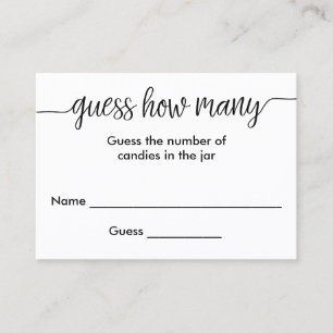 Hand Lettered Script Guess How Many Card