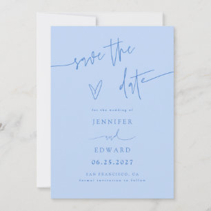 Hand Lettered Script Icy Blue Save The Date