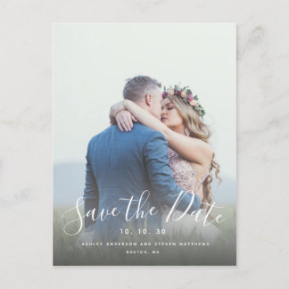 Hand Lettered Script Photo Save the Date Postcard