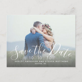 Hand Lettered Script Photo Save the Date Postcard