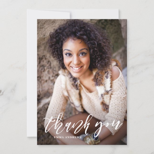 Hand Lettered Script Vertical Graduation Thank You (Front)