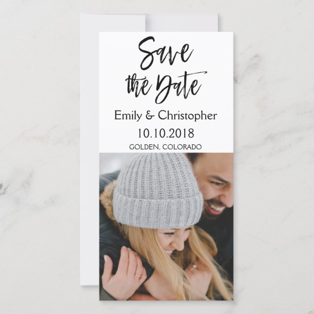 Hand Lettered Script Wedding Save the Date Photo (Front)