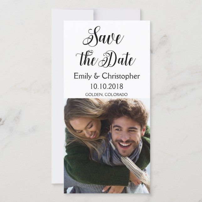 Hand Lettered Script Wedding Save the Date Photo (Front)