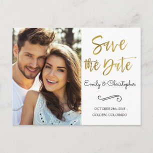 Hand Lettered Script Wedding Save the Date Photo Announcement Postcard