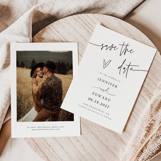 Hand Lettered Script White Wedding Save The Date (Creator Uploaded)