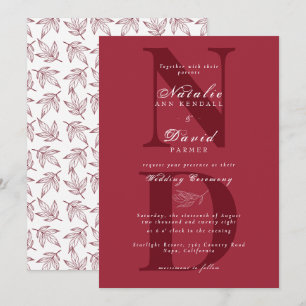 Hand Lettered Solid Colour Elegant Fall Wedding  Invitation
