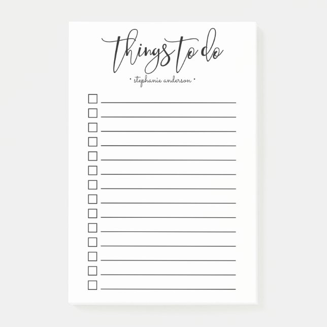 Hand-Lettered Things to Do Personalized Post-it Notes (Front)