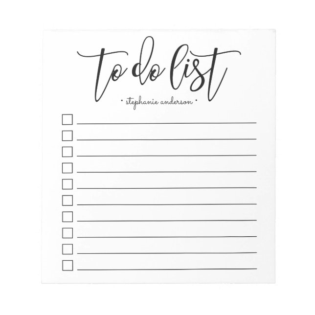Hand-Lettered To Do List Personalized Notepad (Front)
