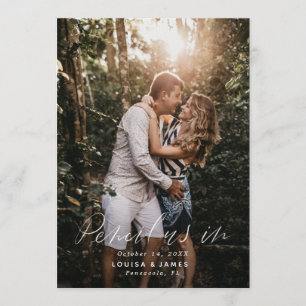 Hand Lettered Vertical Photo Save the Date Invitation