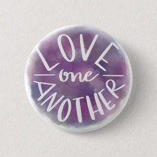 Hand-Lettered Watercolor Bokeh Love One Another 2 Inch Round Button