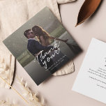 Hand-Lettered Wedding Day Photo Thank You Card<br><div class="desc">A great and thoughtful way to thank your friends,  family,  and coworkers who showed up to support and cheer you on your wedding day with this modern photo thank you cards with script hand lettered "thank you" and a love heart.</div>