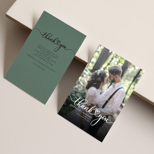 Hand-Lettered Wedding Photo Newlyweds Thank You Card (Creator Uploaded)