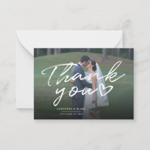 Hand-Lettered Wedding Photo Script Thank You Card