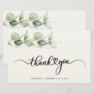 Hand-Lettered Wedding Thank You Eucalyptus Foliage Stationery