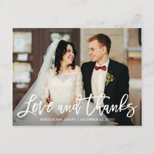 Hand Lettering Burgundy Floral Photo Thank You Postcard