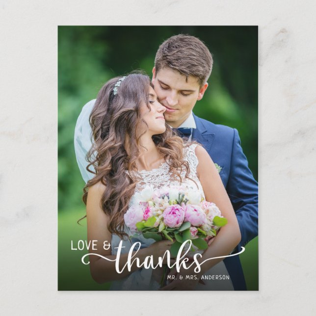 Hand Lettering Love & Thanks Wedding Thank You Postcard (Front)