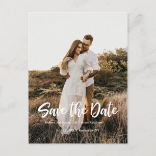 Hand Lettering photo Save the Date Announcement Postcard