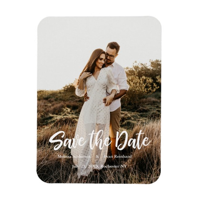 Hand Lettering photo Save the Date Magnet (Vertical)