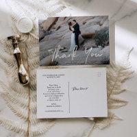 Hand Lettering Photo Wedding Thank You Postcard