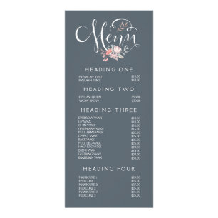 Hand Lettering Salon Stylist Menu Price List