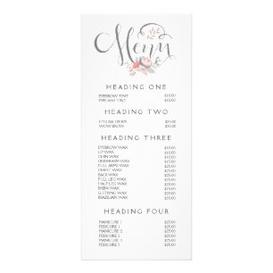 Hand Lettering Salon Stylist Menu Price List
