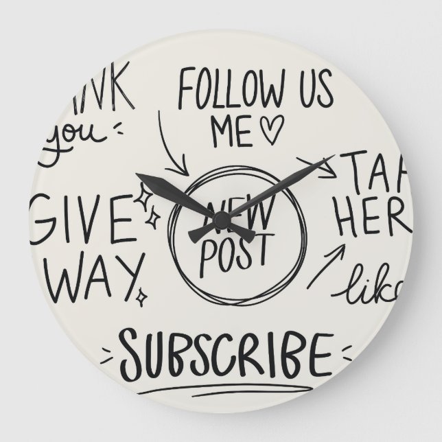 Hand Lettering: Vintage Doodle Set. Large Clock (Front)