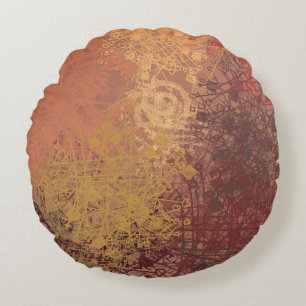 Hand made art. Colorful texture. Modern artwork. S Round Pillow