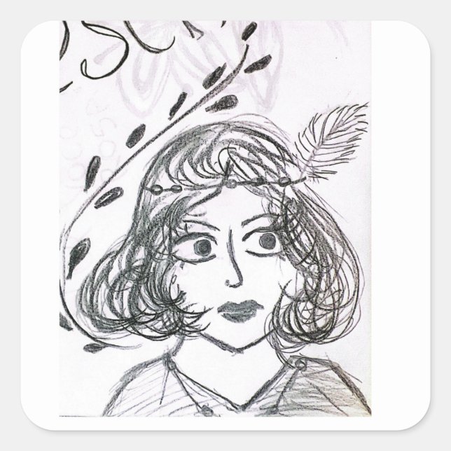 Hand-made art square sticker (Front)