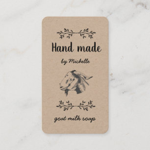 hand made by goat soap vintage business card