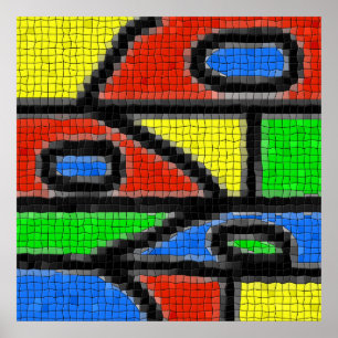 Hand-made mosaic, modern art. poster