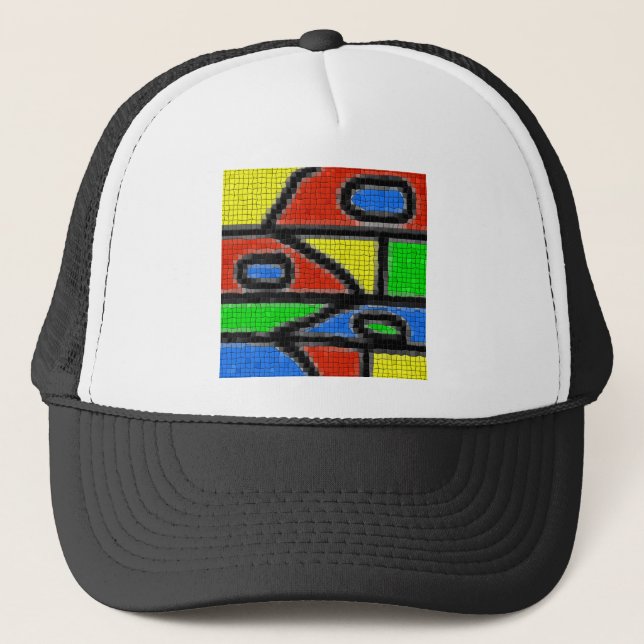 Hand-made mosaic, modern art. trucker hat (Front)