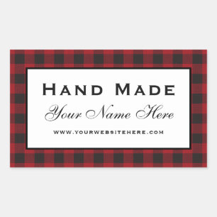 Hand Made Red Plaid Sticker