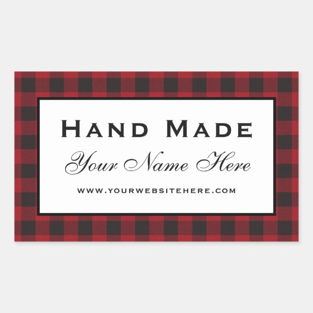 Hand Made Red Plaid Sticker (Front)