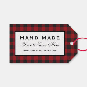 Hand Made Red Plaid Tags