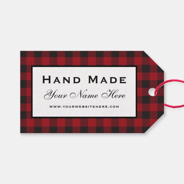 Hand Made Red Plaid Tags (Front (Horizontal))