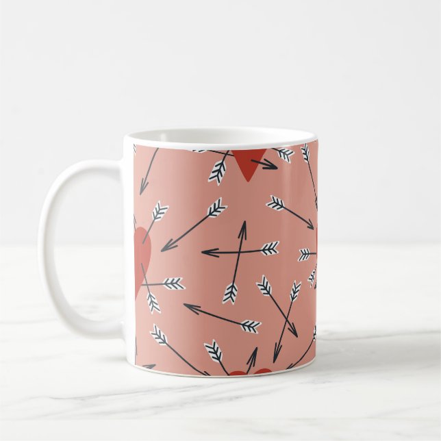 Hand made seamless pattern with flat illustrations coffee mug (Left)