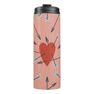 Hand made seamless pattern with flat illustrations thermal tumbler