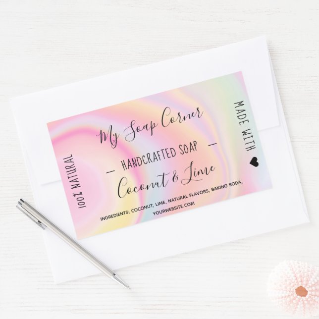 Hand made soap pastel unicorn rainbow marble sticker (Envelope)