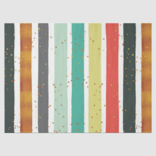 Hand Made Stripes & Gold Glitter Pattern Tissue Paper