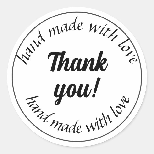 hand made with love classic round sticker (Front)