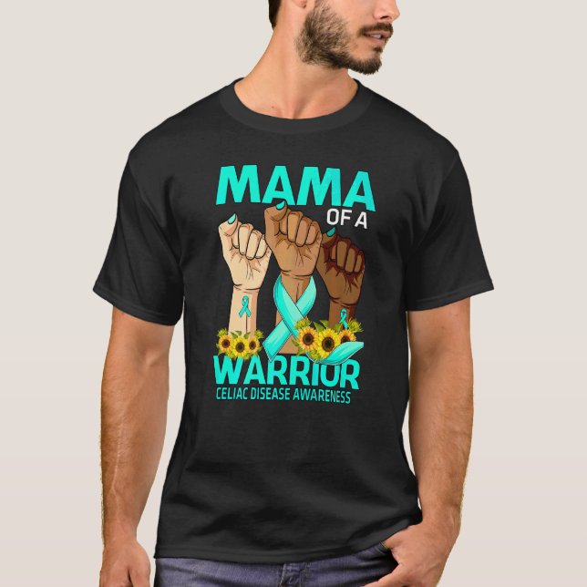 Hand Mama Of A Warrior Celiac Disease Awareness Su T-Shirt (Front)