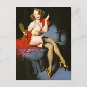 Hand Mirror Pin Up Postcard