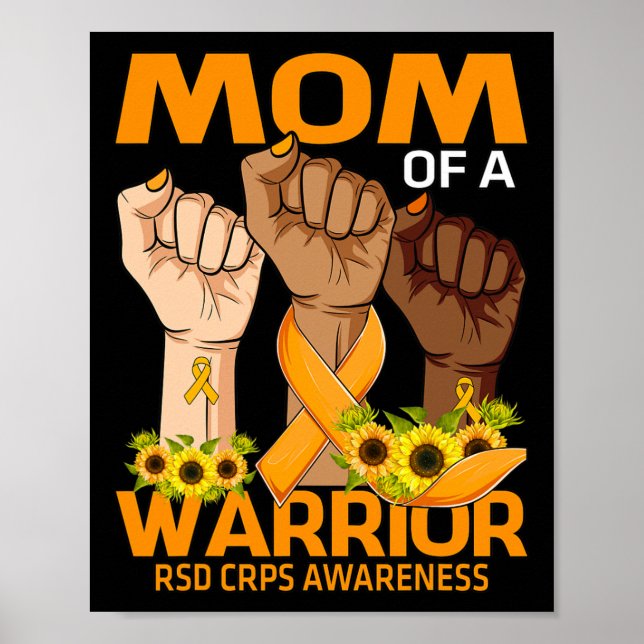 Hand Mom Of A Warrior RSD CRPS Awareness Sunflower Poster (Front)